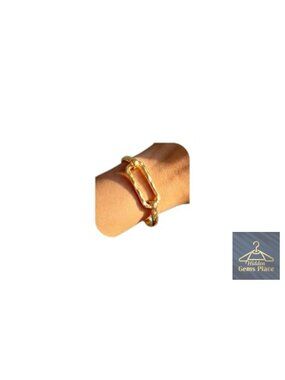 14K Gold Plated Hammered Chunky Cuff Bangle Bracelet